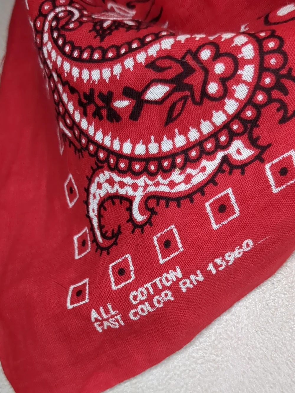 Vintage 1970s Red Classic Bandana Scarf Western Rodeo Cowboy Cowgirl RN13960